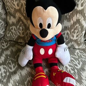 Disney  Mickey Mouse Plush 21" Tall 2015 Blue T Shirt Red Shoes White Gloves